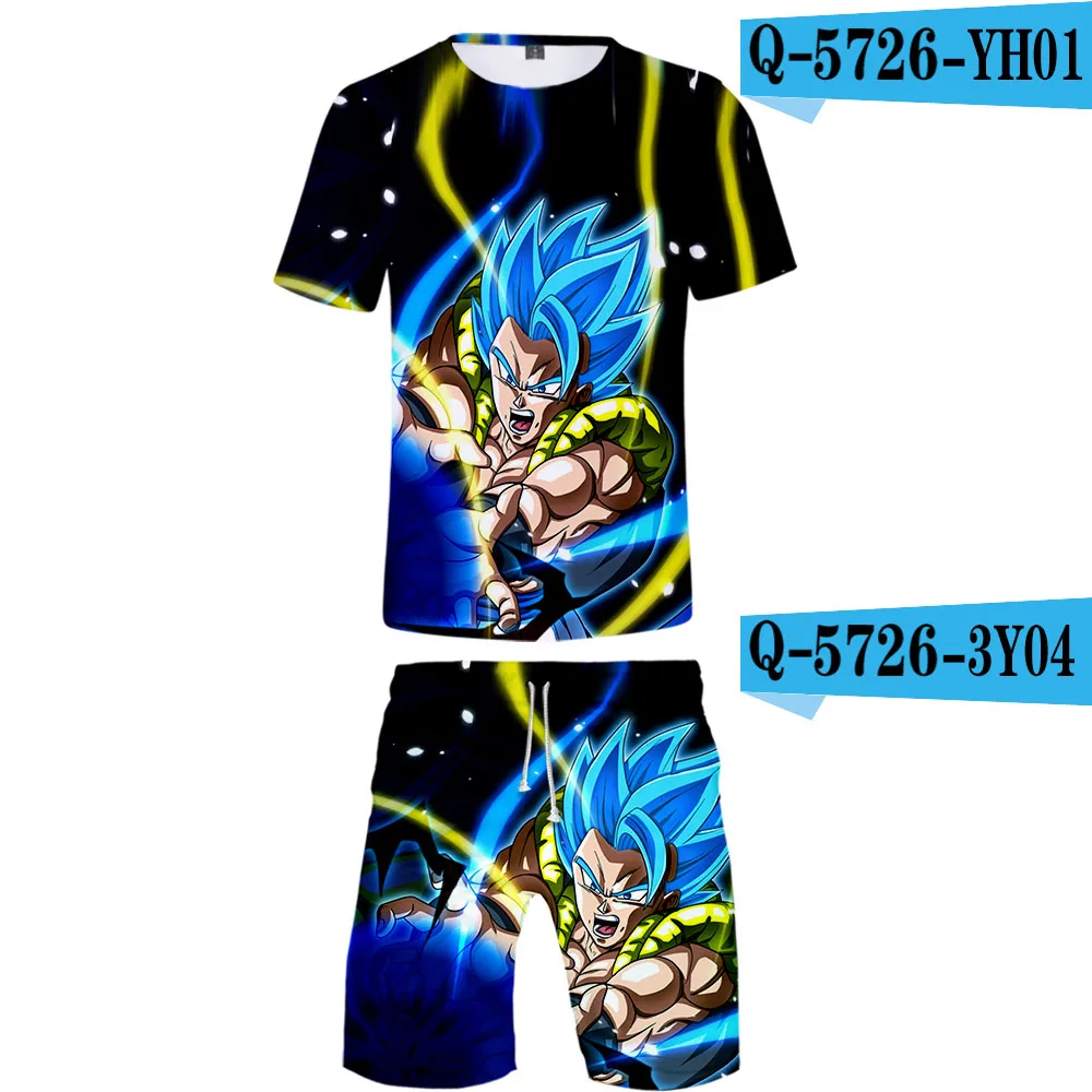 3D Suit Брендовые Модные мужские футболка комплекты Dragon Ball футболка и Шорты Летние супер Broly мультфильм Dragon Ball 3D для мальчика с рисунком «крутые с прорезами - Цвет: 3D Suit