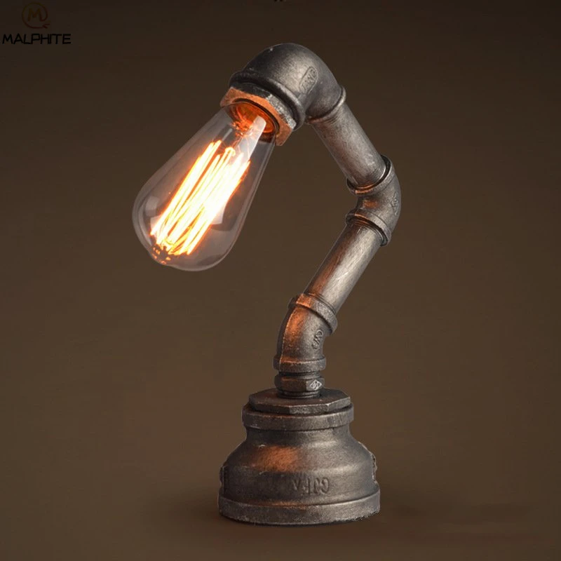 

Modern Pipe Table Lamp For Bedroom Bedside Lamps Retro Living Room Fixtures Table Lamps Indoor Industrial Decor Luminaire