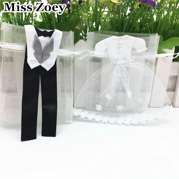 PKG009(50), платье невесты и жениха костюм-смокинг тканевый мешок конфет свадебной вечерние подарок упаковка сумка