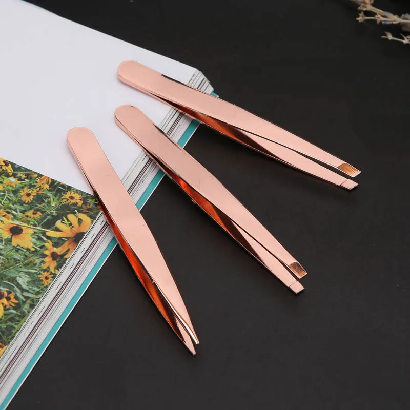 

Eyebrow Tweezers Hair Beauty Slanted Flat Pointed Tip Stainless Steel Tweezer