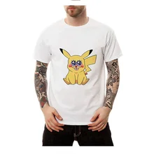 Pikachu Deadpool De Flash Art Ontwerp Gedrukt Katoen O-HALS Met Korte Mouwen T-Shirt Mode Toevallige mannen Tee Plus Size A19516(China)