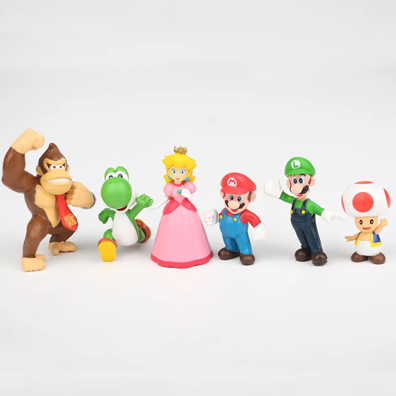 6 шт./лот Мультяшные аукционные Фигурки Марио маленькая модель Yoshi аниме детские
