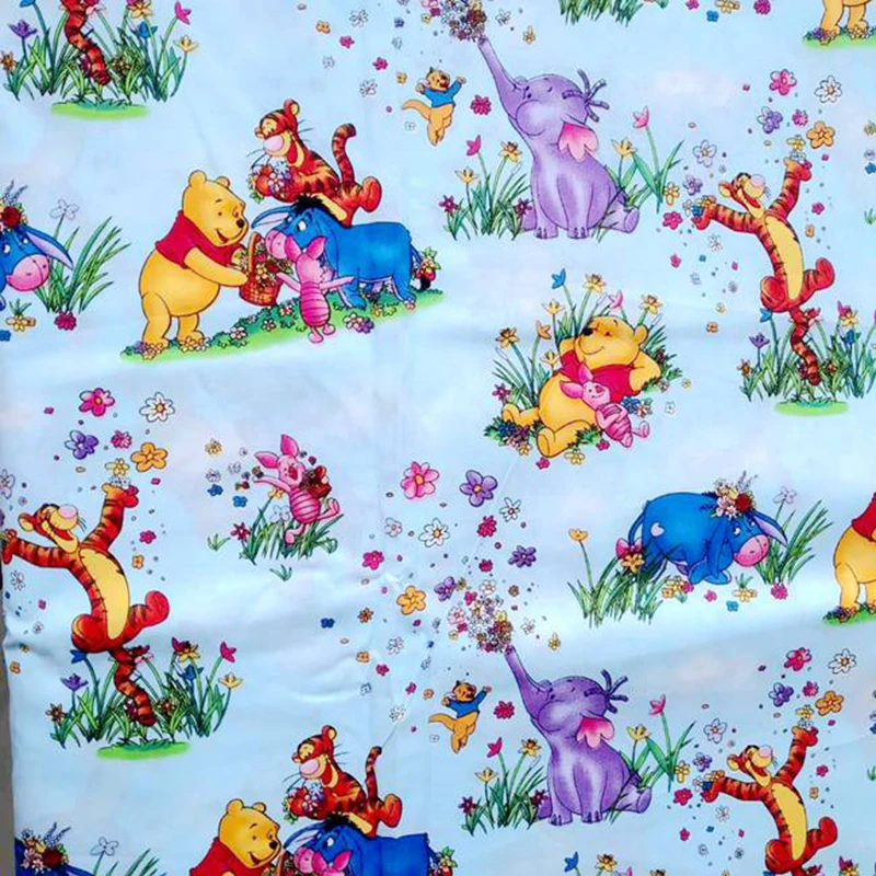 

Beautiful Cotton Fabric the Pooh/Elephant/flower Print Fabric Sewing Material Patchwork DIY Baby Dress/Clothing 110cm wide