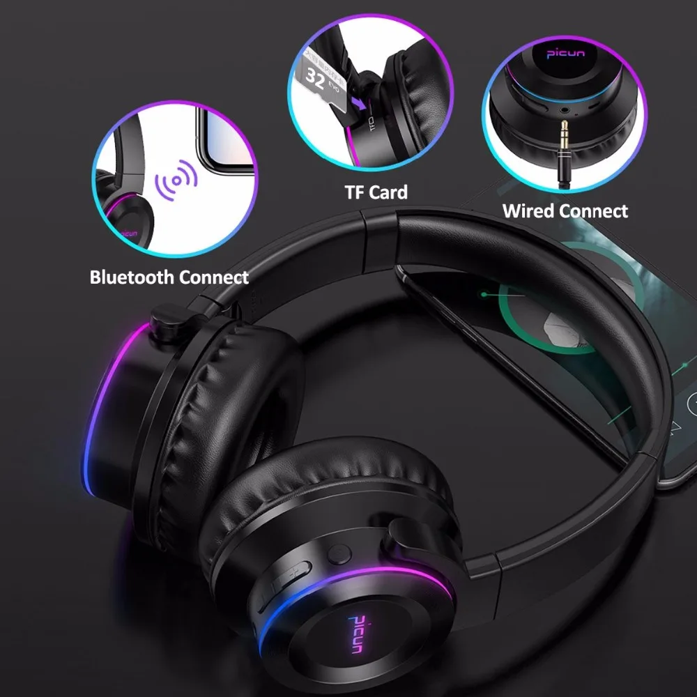 Беспроводные bluetooth наушники Picun B9 гарнитура со светодиодной вставкой сенсорные