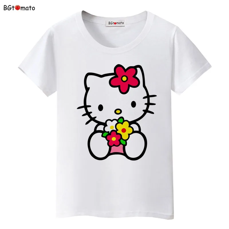 BGtomato Купидон hello kitty мультфильм футболка женская модная популярная футболка бренд хорошее качество удобные мягкие футболки - Цвет: 5