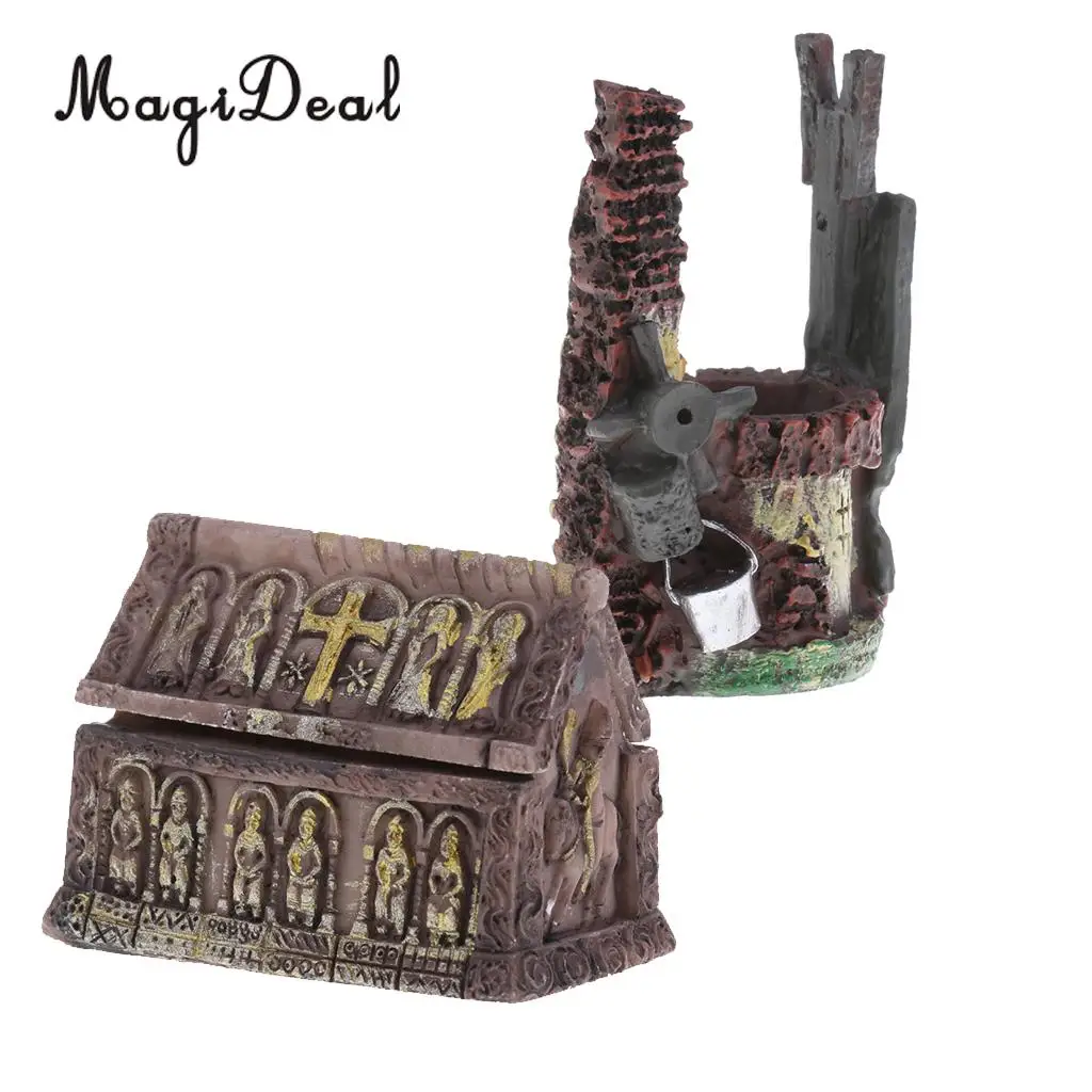 MagiDeal Sand Armor Scene Building Simulation Resin Dry Well Casket Coffin Model Toys for Diorama Wargame