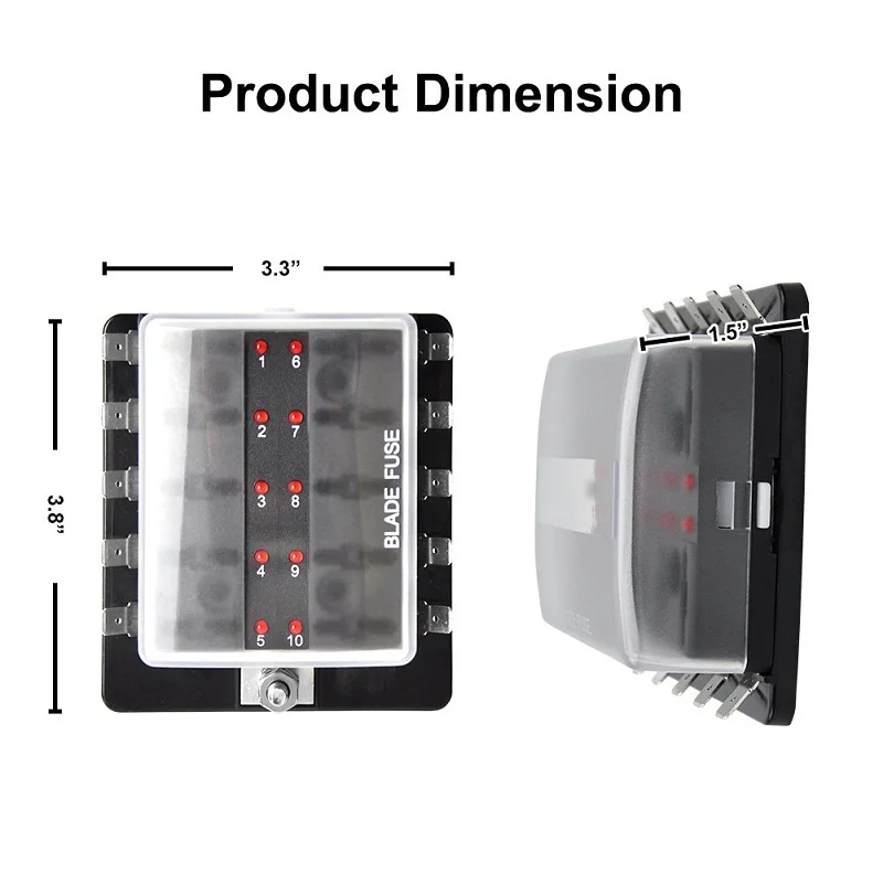 

12V 24V 32V 10-way Fuse Box Blade Fuse Holder Screw Terminal Fuses for Car Marine Boat auto