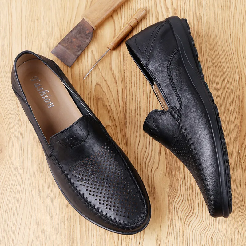 

Italian Mens Shoes Casual Luxury Brand Summer Men Loafers Genuine Leather Moccasins Comfy Breathable Slip On Boat Shoes