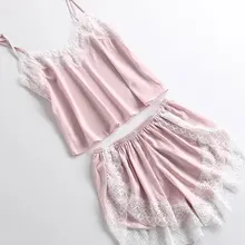 Брендовые пижамы из двух предметов, женское сексуальное нижнее белье, Женская пижама, женская пижама, женские сексуальные комплекты для отдыха, атласный и кружевной комплект для сна