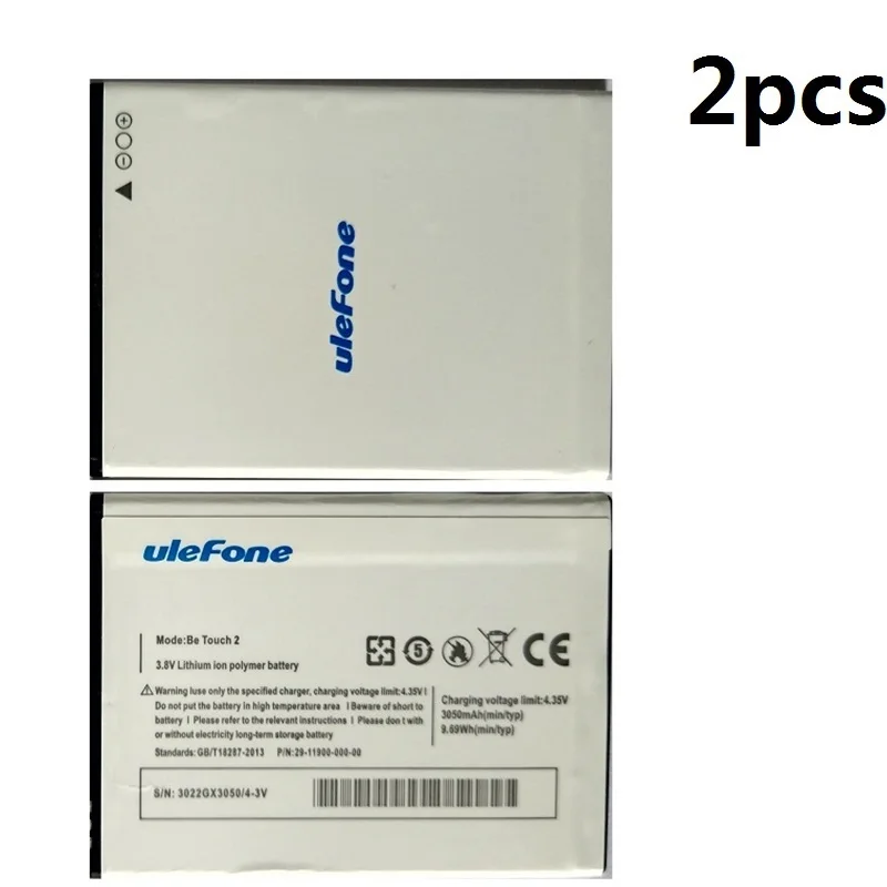 2 шт. Ulefone быть Touch Батарея 3 для сотового Moblie телефон 8 В 3050 мАч Перезаряжаемые