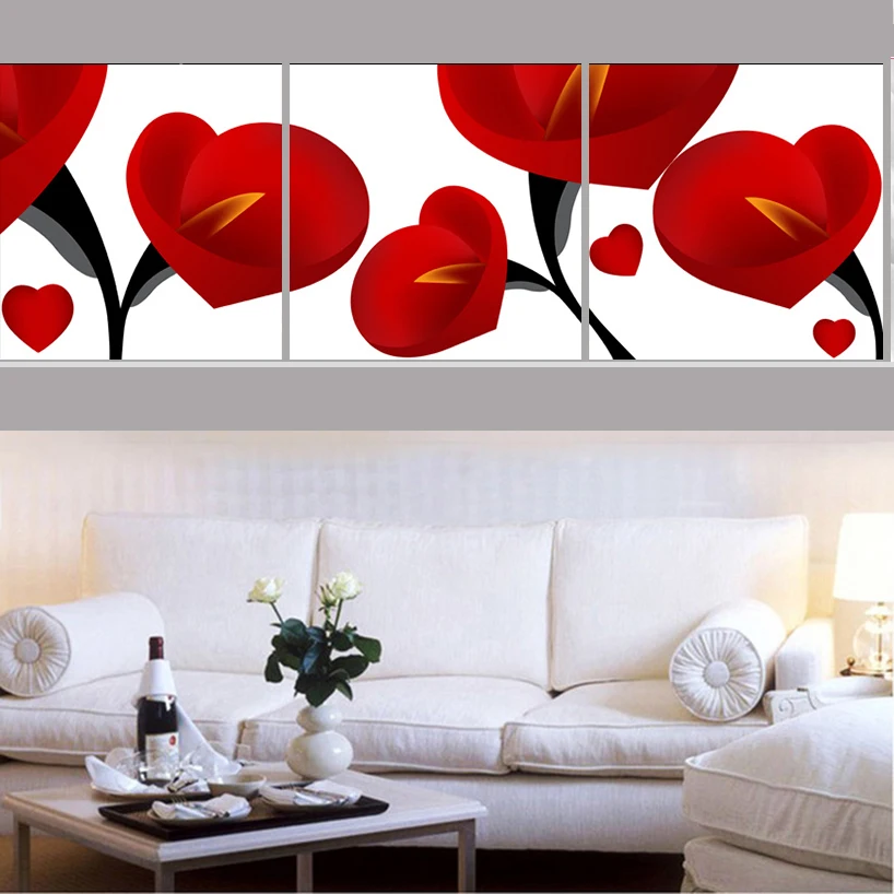 Алмазная вышивка с лилиями Triptych red calla 5D алмазная живопись своими руками