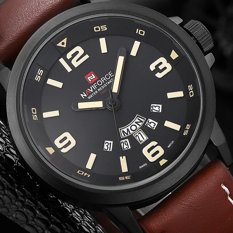 

2018 NAVIFORCE Brand Leather Strap Fashion Men Sports Watches Men's Quartz Hour Date Clock Man Military Army Waterproof watch