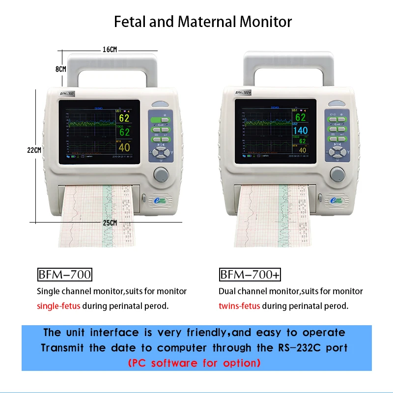 Одной плода материнской монитор bfm-700 с 5.7 ''цветной ЖК-дисплей CTG машина фетальный монитор