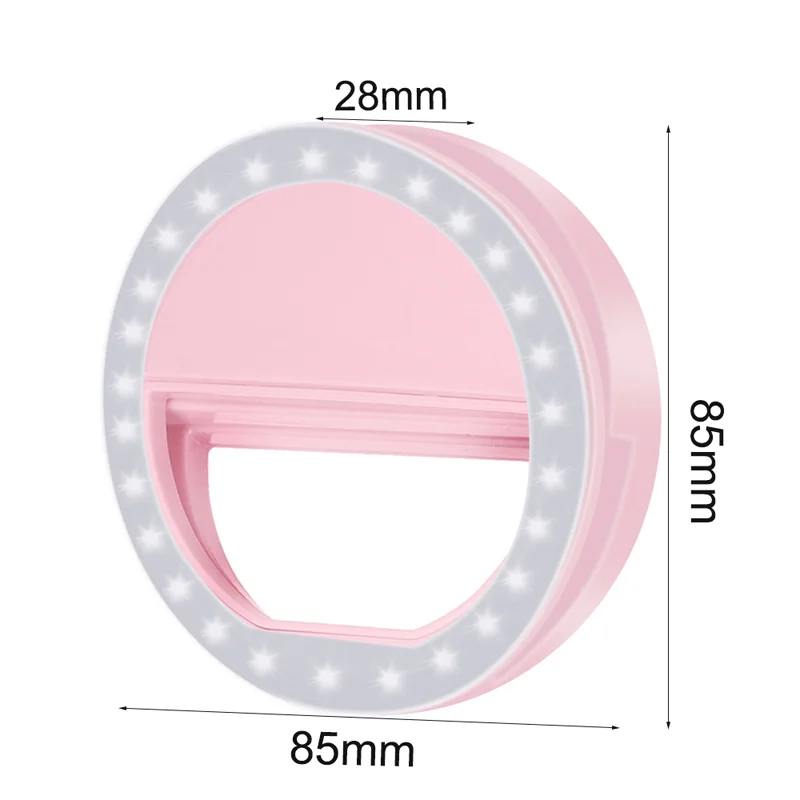 Портативный красивый светодиодный кольцевой светильник-вспышка для селфи, подходит для тусклых условий, светильник с автоспуском, светящийся кольцевой зажим для сотовые телефоны, планшеты