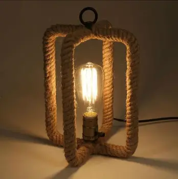

Industrial Style Rope Table Lamps Creative Bedroom Bedside Lamps Clothing Store Bar Cafe Lighting single heads Table lights ZA