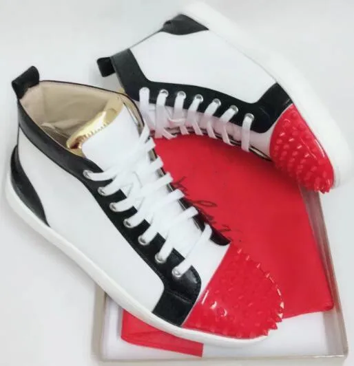 

2018 Follwwith Brand Mixed Color Patchwork High Top Men Sneakers Rivets Studs Flats Lace Up Top Quality Feminino Casual Shoes