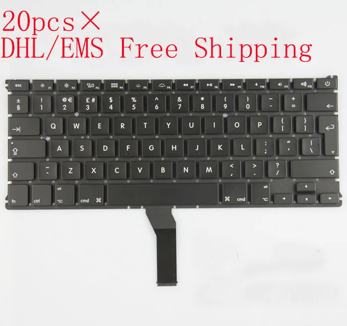 Бесплатная доставка DHL/EMS 20 шт. клавиатура для Macbook air 13 дюймов A1466 A1369 с британской