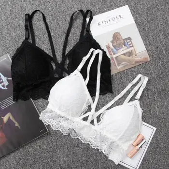 

2018 Newest Lace Crop Top Spaghetti Strap Ladies Tube Bralette Sexy Lingerie Cross Bandage Solid Tube Top Women Summer Crop Top
