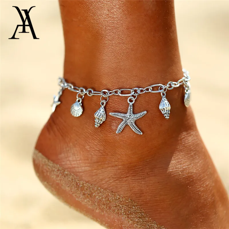 2018 New Bohemian Boho Starfish Shell Anklets For Women Ankle Bracelets On The Leg Boho Anklet Beach Accessories Drop shipping 2018 New Bohemian Boho Starfish Shell Anklets For Women Ankle Bracelets On The Leg Boho Anklet Beach Accessories Drop shipping