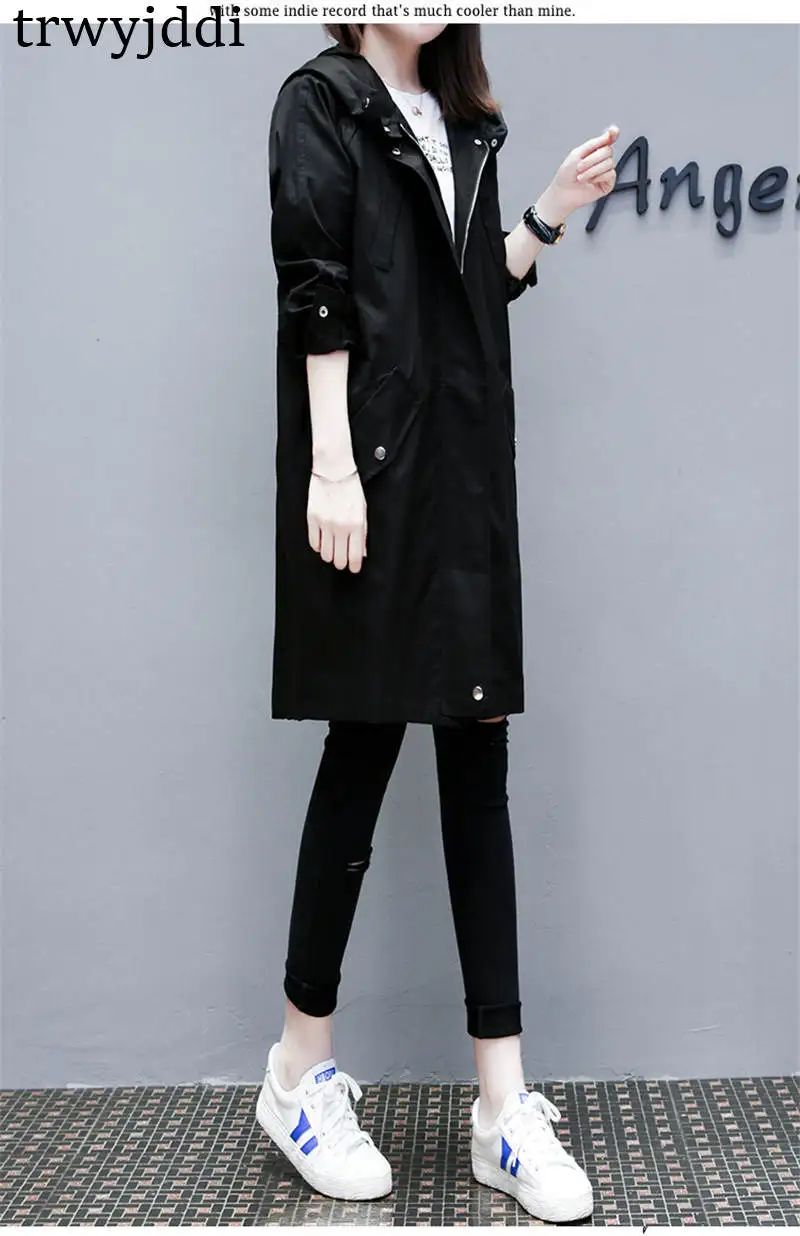 Новинка, повседневный женский длинный Тренч в Корейском стиле, весна-осень, большие размеры, верхняя одежда N387
