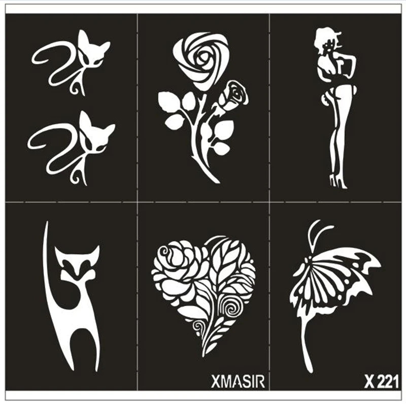 Flower Design Airbrush Stencils: Tattoo Pro Stencils 