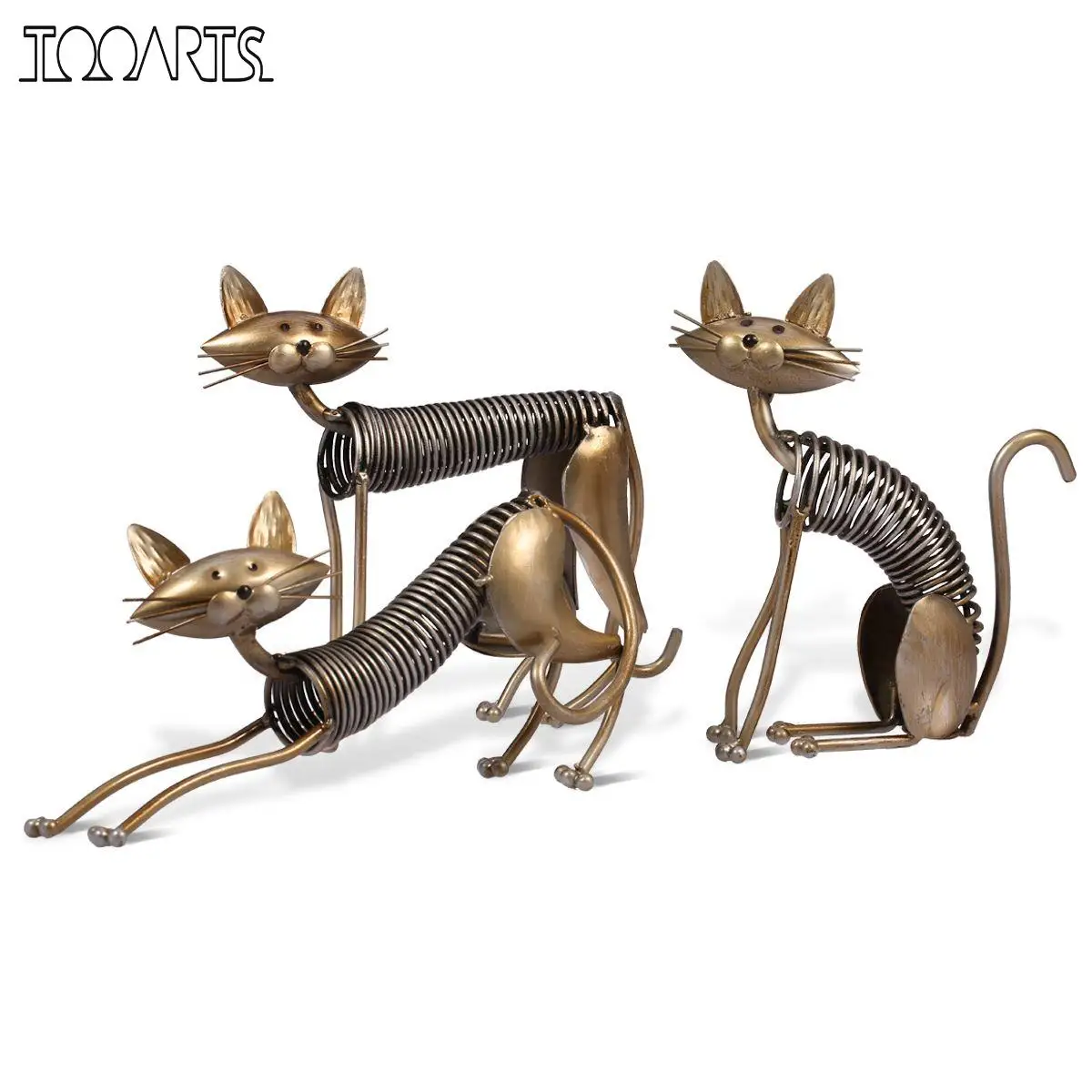 Tooarts Metal Figurine Iron Art Decoration Cat Shape Handicraft Crafting Figurine Art Decoration Modern Home Decoration Ornament