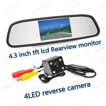 

Wholesale Car Mirror Monitor 4.3 inch with 4 LED Night Vision Car Rearview Reversing Camera Parking Monitor System