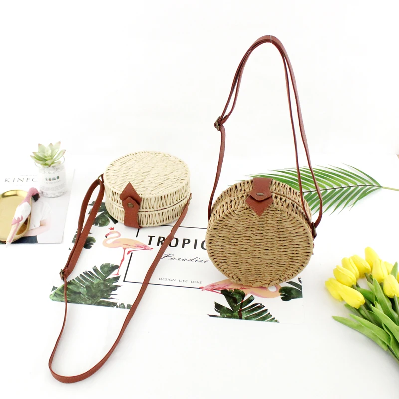 Handmade Woven Rattan Bag For Women - Round Or Square Style, Crossbody Or Handbag, Lightweight Straw Purse With Leather Strap - View #4