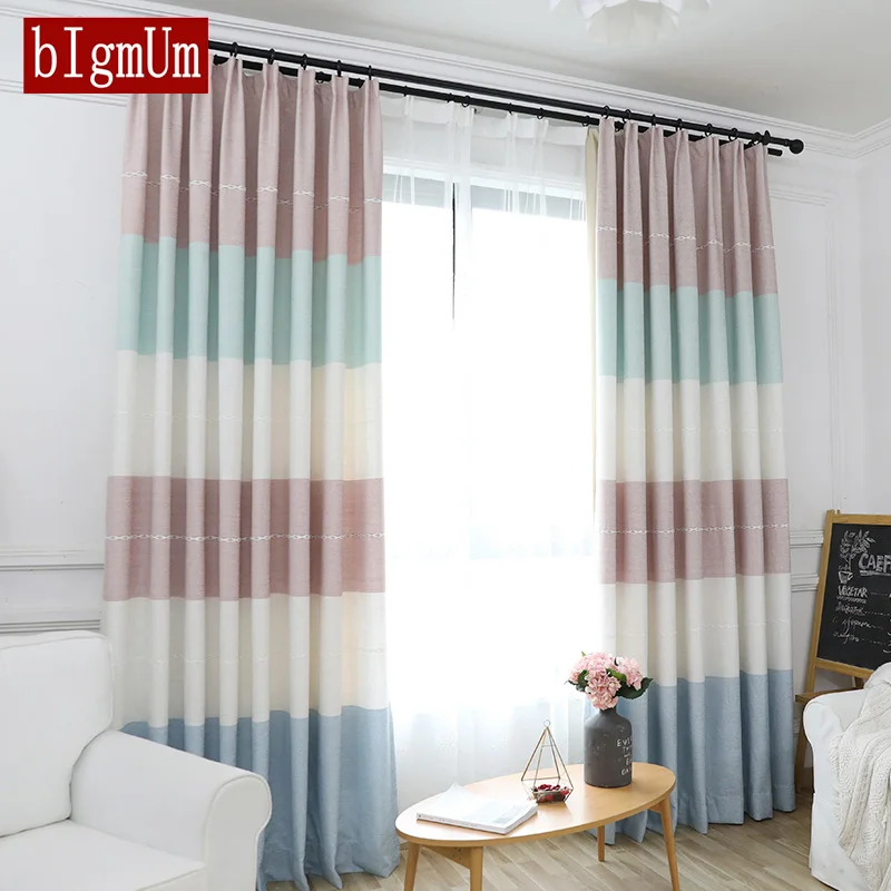 Simple Window Kitchen Curtains Colorful Stripe Curtains Fabrics