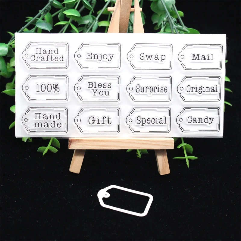 

KSCRAFT Cute Tags Stamp and Metal Cutting Dies Stencils for DIY Scrapbooking/photo album Decorative Embossing DIY Paper Cards