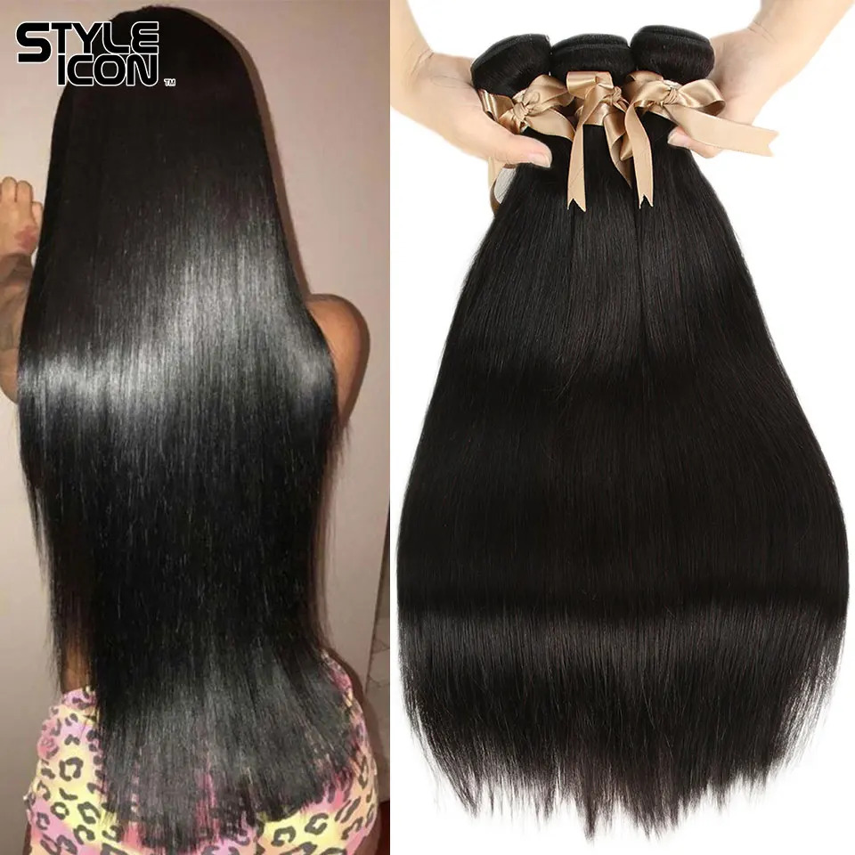 

Styleicon Straight Hair Bundles Hair Weaves Machine Double Wefts Can Be Dyed Tange Free Natural Color Brazilian Human Hair Wefts