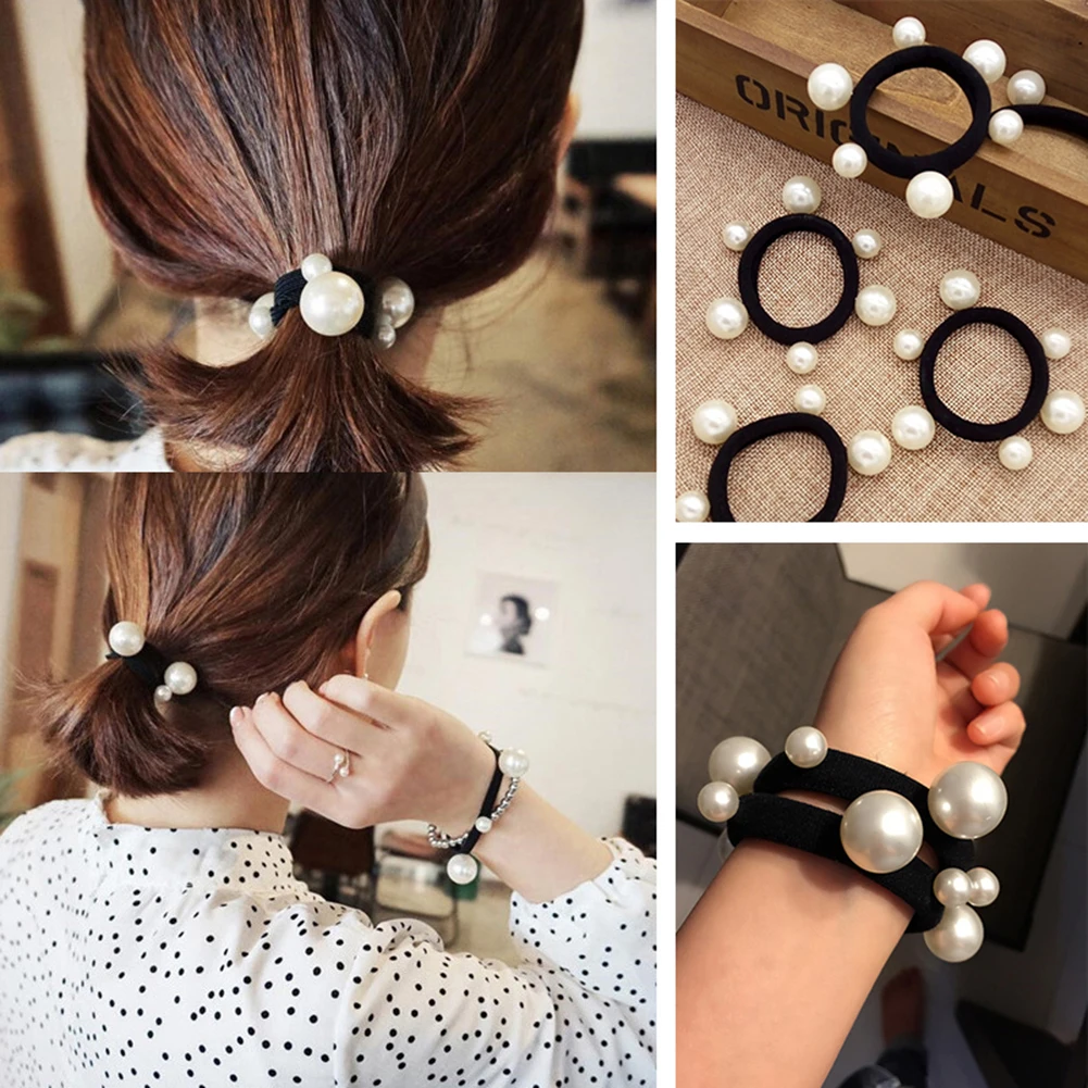 

1 pc Fashion Pearl Elastic Hair Rubber Band Hair Accessories for Women Girls Ponytail Holder Hair Ties Headdress Headbands