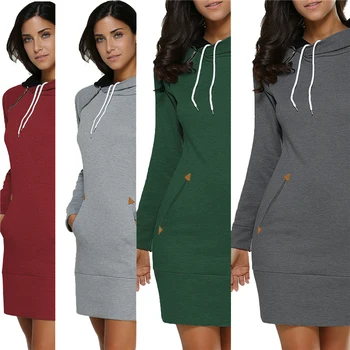 

Pullover Women's Sweater Cufflinks Sweaters Multi-color Hooded Ladies Sweater Dress XL