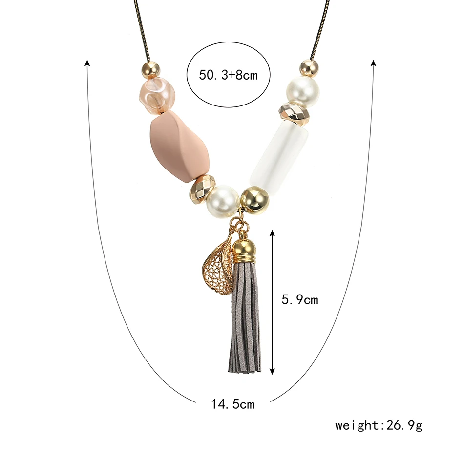 Женское Ожерелье из акриловых бус с искусственным жемчугом для женщин, ожерелье с кисточкой и кулоны, новые модные украшения для подарков NR053