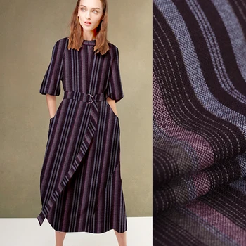

150CM Wide 220G/M Weight Stripe Thin Wool Fabric for Autumn and Spring Dress Outwear Overcoat Jacket E505