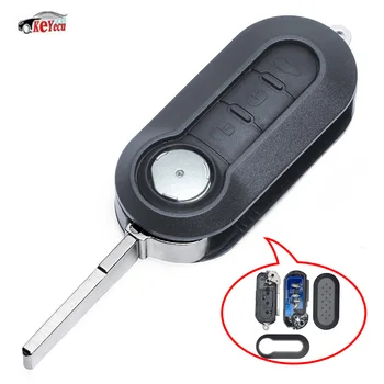 

KEYECU Replacement 3 Button Remote Car Key 433MHz ID46 Chip for Fiat 500 Doblo Florino Punto Qubo- Delphi 300