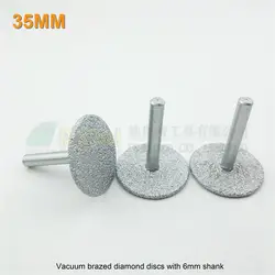 DIATOOL 3pcs/pk Dia35mm Vacuum Brazed Diamond Saw Blade 6mm Round Shank Diamond Disks Cutting Grinding Engraving Bits