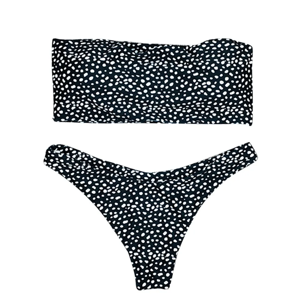 

2018 Women Swimsuit Bikinis Set Sexy Swimwear Women Dot Print Wrapped Chest Swimsuit Push Up Bikini Female Beach Bathing Biquini