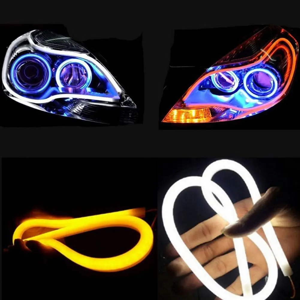 

Flexible Turn Signal Light 2pcs 45cm Car Soft Tube LED Strip Light DRL Daytime Running Headlight Lamp White/Yellow/Red/Blue