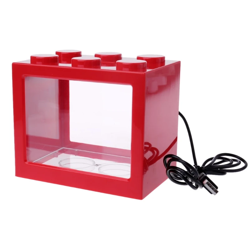 Мини-аквариум с USB, светодиодный светильник для аквариума Betta - Цвет: Red