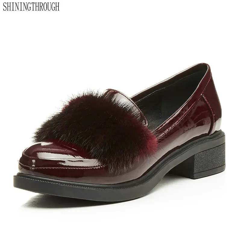 

2019 New Platform Shoes Woman cow leather Loafers Casual Creepers Slip On Square Heels Solid Women Shoes