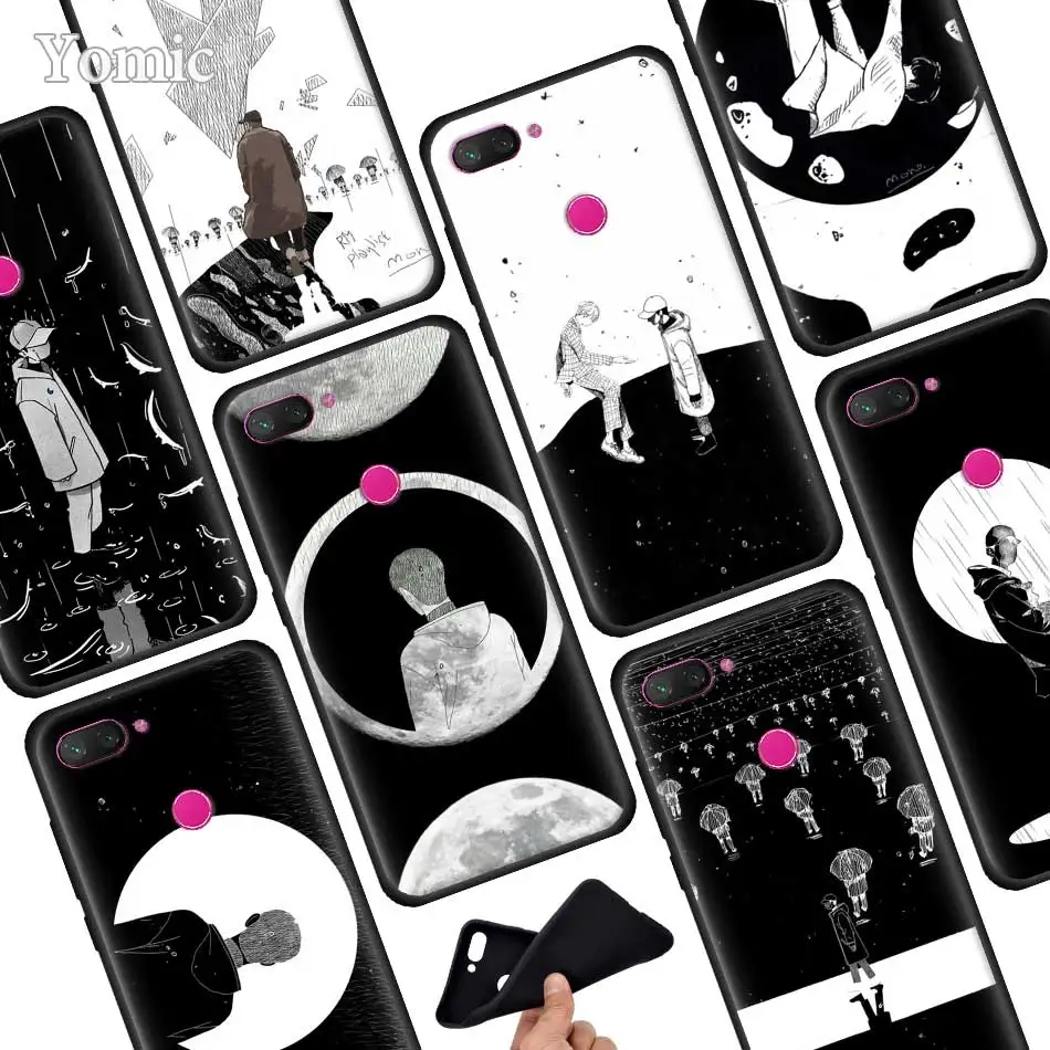 

RM Mono 2018 Mixtape Black Silicone Phone Case for Xiaomi 6X 5X Mi 8 A1 A2 Lite Poco F1 Mi Play Redmi 6 7 Pro Cover