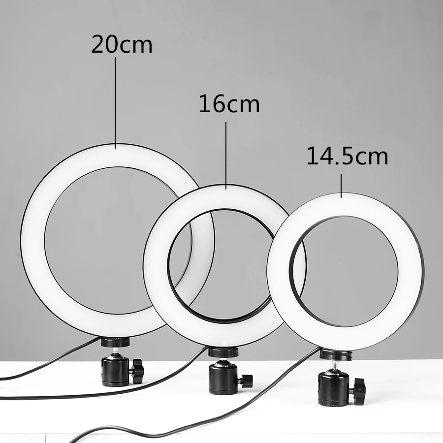 DSLR фотостудия селфи кольцевой светильник 3200 K-5500 K с камерой фото Диммируемый светодиодный светильник ing с USB кабелем и мини-штативом