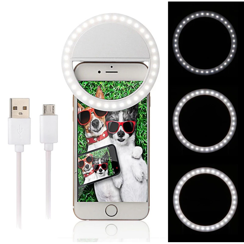 

USB Charge LED Selfie Ring Light for Iphone 8 7 Plus Supplementary Lighting Night Darkness Selfie Enhancing for Phone Fill Light