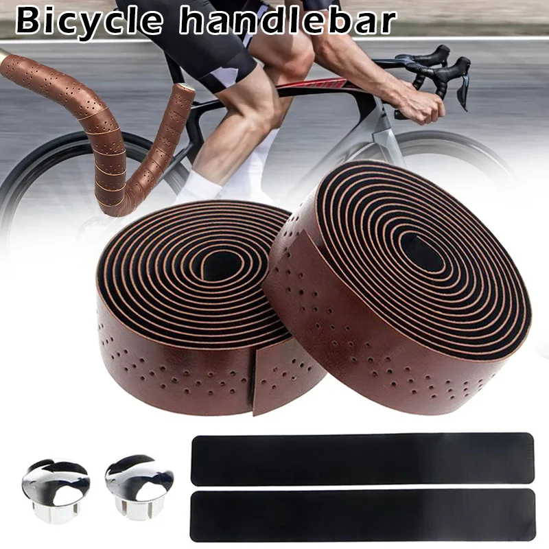 

1pair Bike Handbar Belt Solid Color PU Holes Hand Bar Tape for Bicycle Mountain Bike BB55