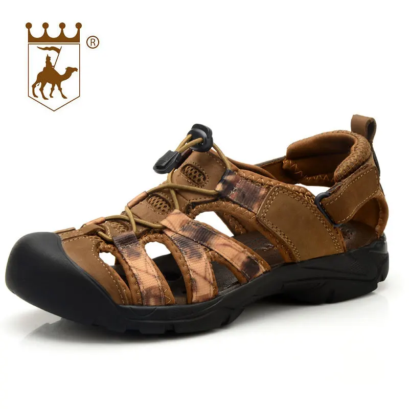 

BACKCAMEL2018 New Arrival Summer Men's Sandals Camouflage Baotou Wading WaterSandals Frosted Leather Hollow Beach Shoes Tot Sale