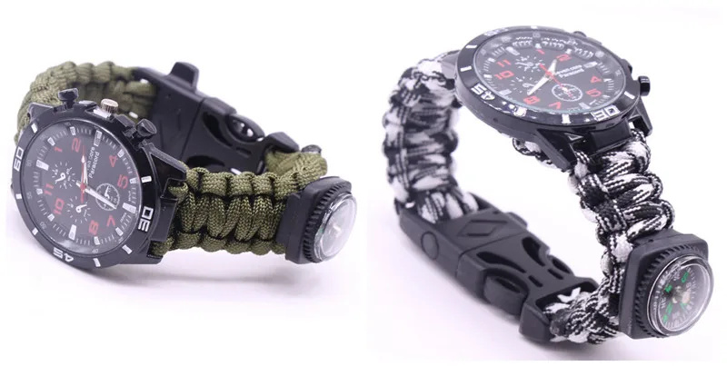 EDC Multi Tools Tactical Camouflage Outdoor survival watch bracelet compass Rescue Rope paracord Camping equipment (13)