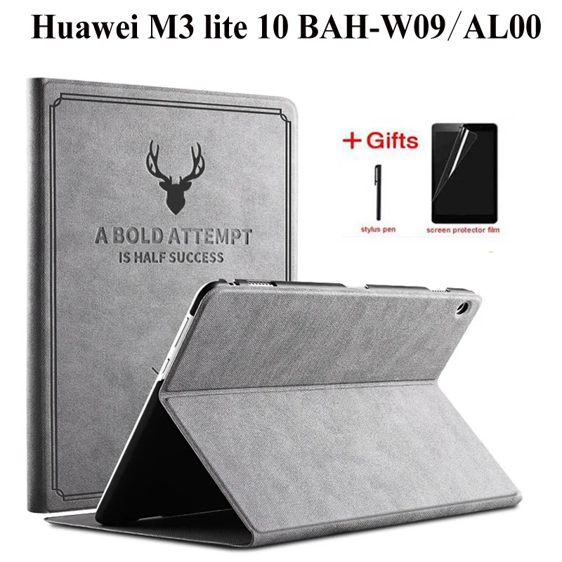 

Magnetic PU Leather Smart Flip Stand Cover For Huawei MediaPad M3 Lite 10 BAH-W09 BAH-AL00 10.1 inch Tablet case +Film+Pen