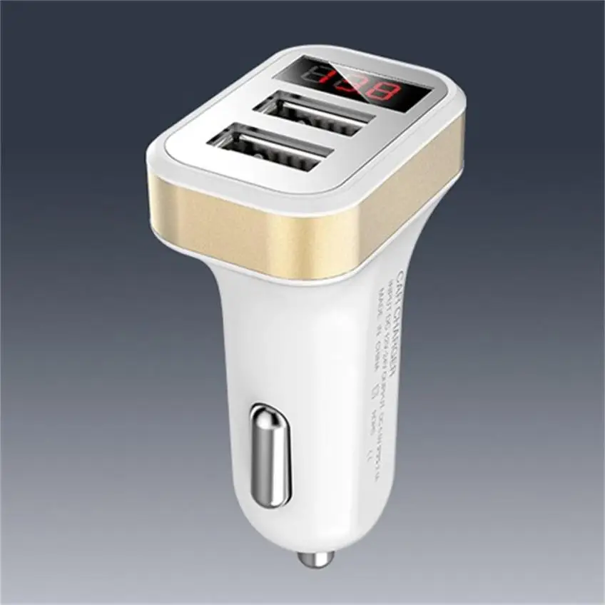 

Car Universal 5V 2.1A 2-Port USB Car Charger with LED Screen Smart Phones Charger Adapter Convenience 18Mar15