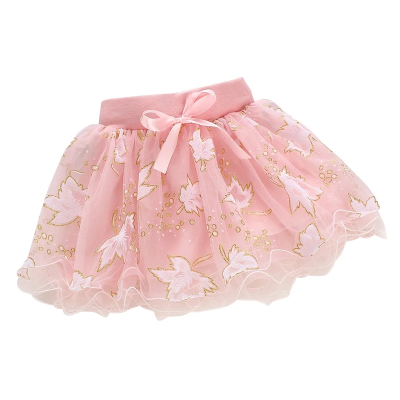 Милая летняя юбка принцессы с бантом и цветочным принтом для девочек популярная праздничная юбка-пачка для детей 1-4 лет - Цвет: Розовый
